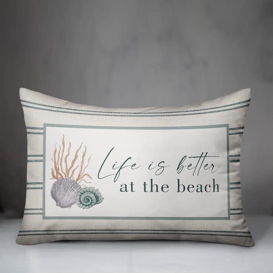 Life Is Better At The Beach Scallop & Snail Shell Throw Pillow